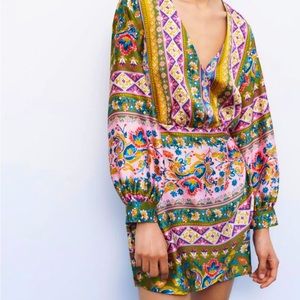 ZARA Satin Effect Print Dress